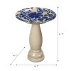 Ivory Cream Blue Glazed Ceramic Outdoor Garden Patio Birdbath