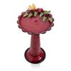 Red Metal Outdoor Garden Patio Birdbath with Decorative Bird Leaf Figurines