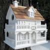 White Cottage Style Wood Birdhouse with unpainted Nest Box Bird House