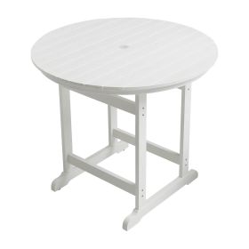 HIPS Patio Bar Table with Umbrella Hole(1.97"), Side Table Plastic Height Table Pub for Balcony, Garden, Pool White