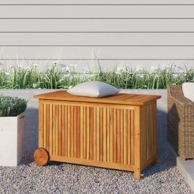 Patio Storage Box with Wheels 35.4"x19.7"x22.8" Solid Wood Acacia