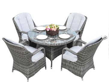 Direct Wicker Outdoor Patio 5-Piece All Weather PE Rattan Dining Set with Cushions